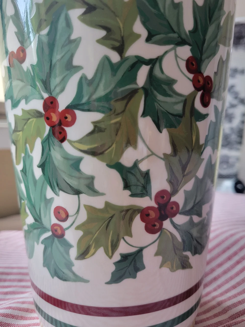 Longaberger Pottery Vintage Vase in the American Holly Pattern